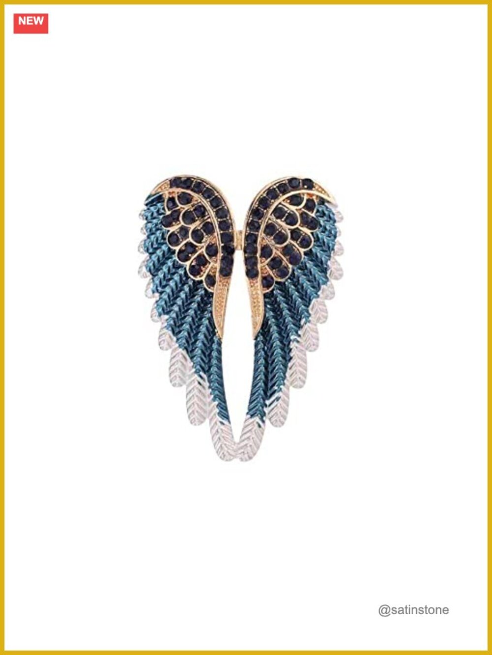 Angel Wing Lapel Brooch Pin Cubic Zirconia Crystal Enamel Fashion Jewelry Gift